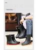 Men's British Style Waterproof Mid-Calf Rubber Rain Boots with Elastic Cuff - Non-Slip Winter Outdoor Fashion