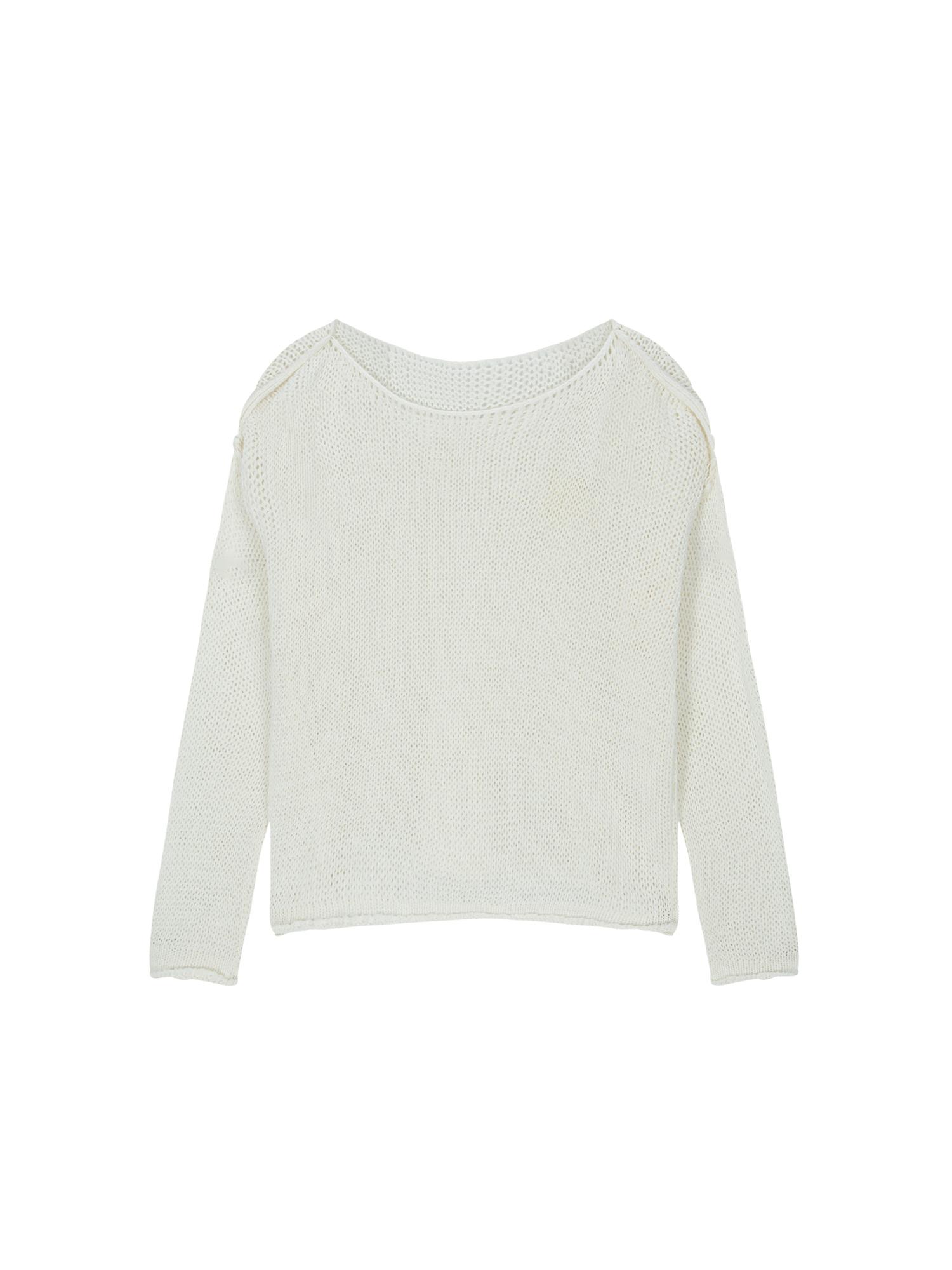 Salad Basket Boat Neck Mesh Knit - White