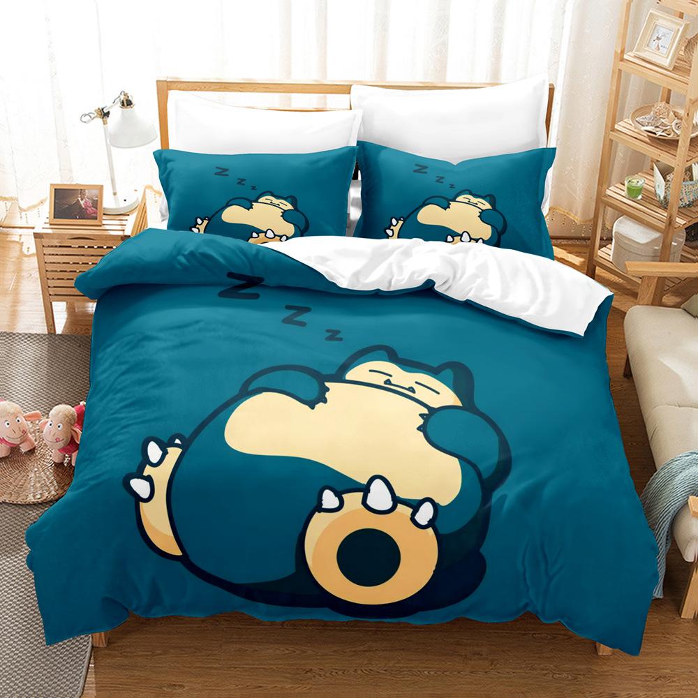 Pikachu Series Three-Piece Cartoon Kit 3D Digital Printing Quilt Cover Bedding