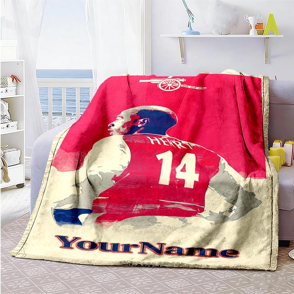 Arsenal Personalized Text Blanket Cozy Customizable Blanket Soft Warm Cozy Throw For Home Decor Office Bedding Living Room All-Season Use