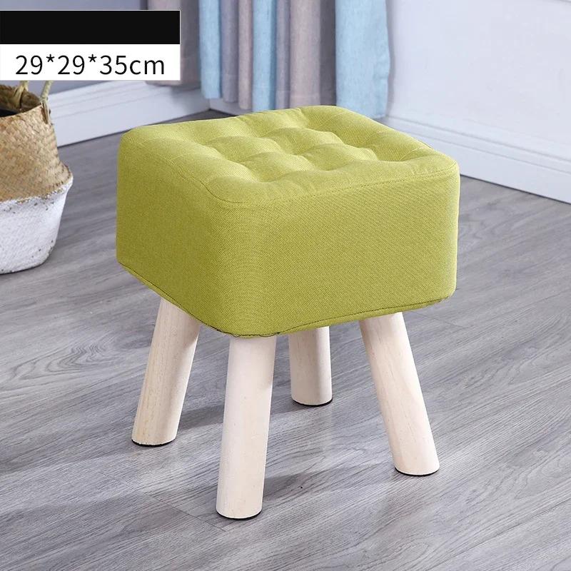 Elastic Foot Rest Stool Solid Wood Square Ottoman for Changing Small Shoes Sofa Bench Hallway Furniture Home Decoration