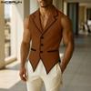 INCERUN Men Notched Lapel Sleeveless Irregular Stitching Casual Thin Vest Waistcoat