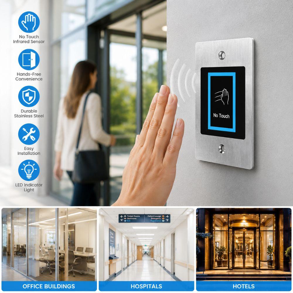 Touch Free Touchless Exit Button LED Indicator IR Exit Button Home Security System