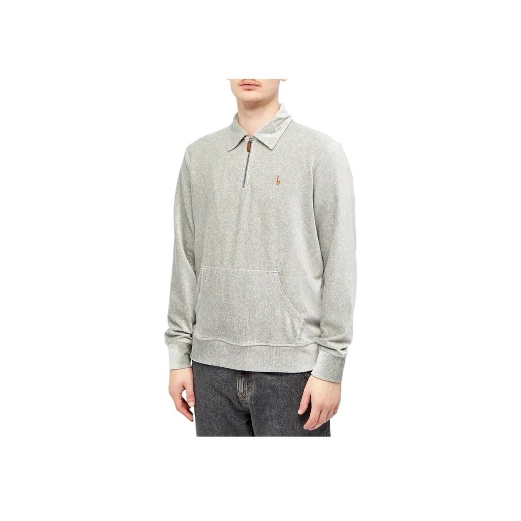 Polo Ralph Lauren Solid Logo Embroidered Long Sleeve Polo Shirt Men Tops Gray 710877155-007