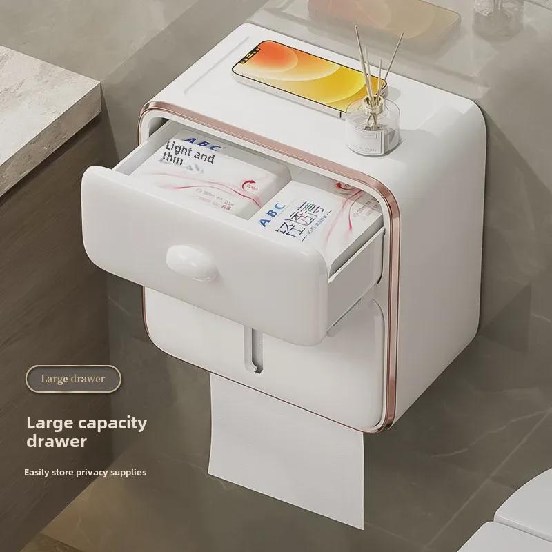 Waterproof Wall-Mounted Toilet Paper Holder and Storage Rack