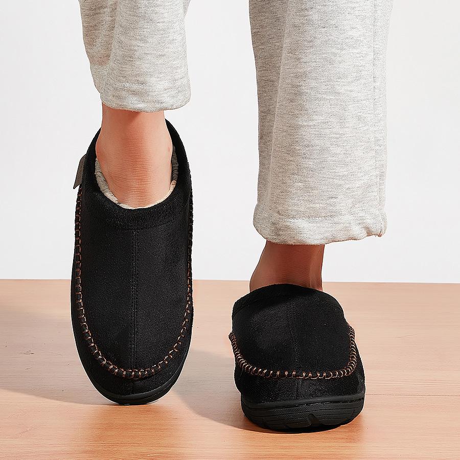Herren Winter Hausschuhe Weich Plüschgefüttert Warmes Fleece Innen/Außen Hausschuhe mit Rutschfester Sohle Bequemes Heimschuhwerk für Kaltes Wetter