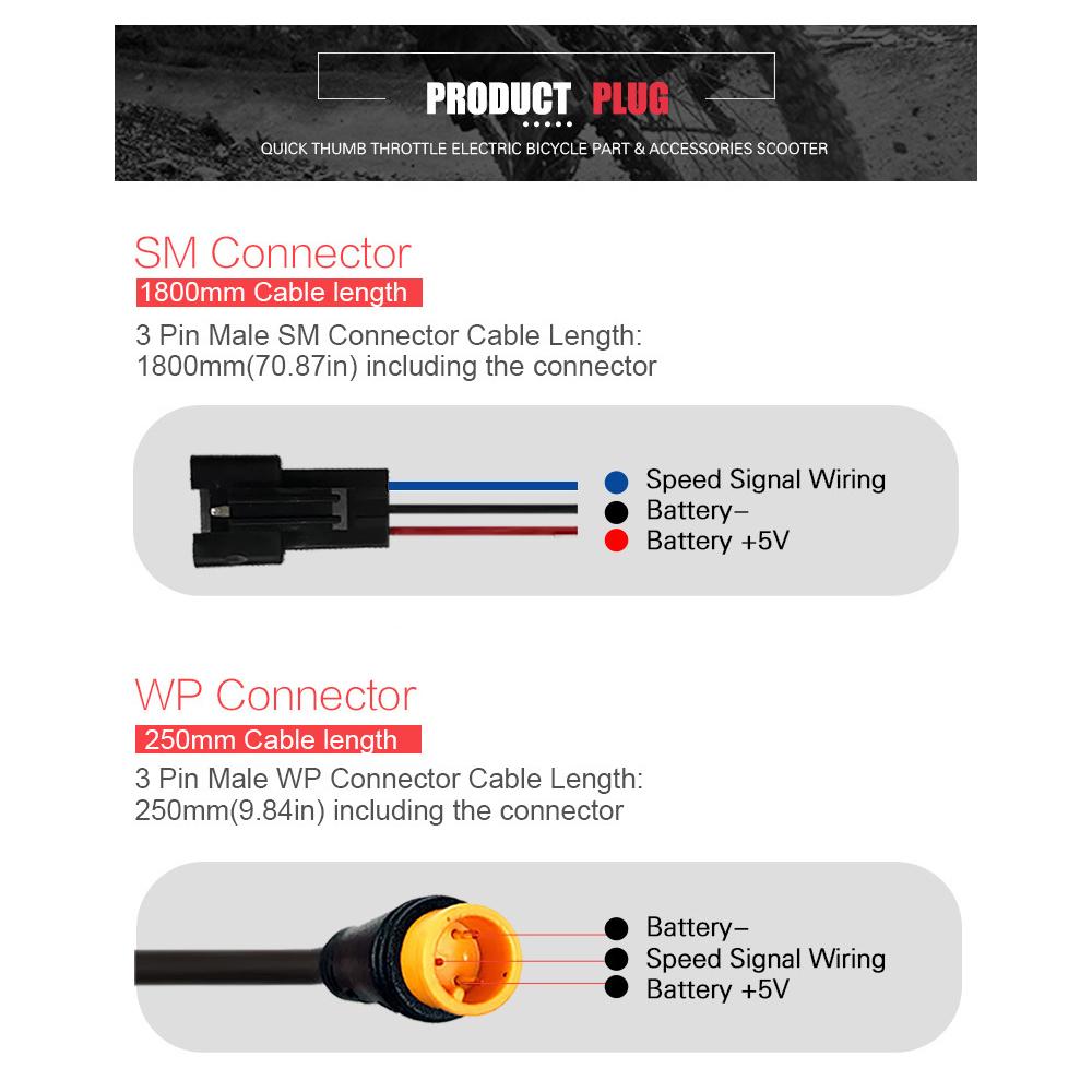 Quick Thumb Throttle Electric Bicycle Part Accessories Scooter Bike Throttle Ebike 3 Pin Connector