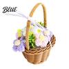 Souvenir for Teacher's Day Hand Knitted Wool Flower Basket, Decorative Mini Crocheted Floral with Home Accents Counter Ribbon, Plant Ornament