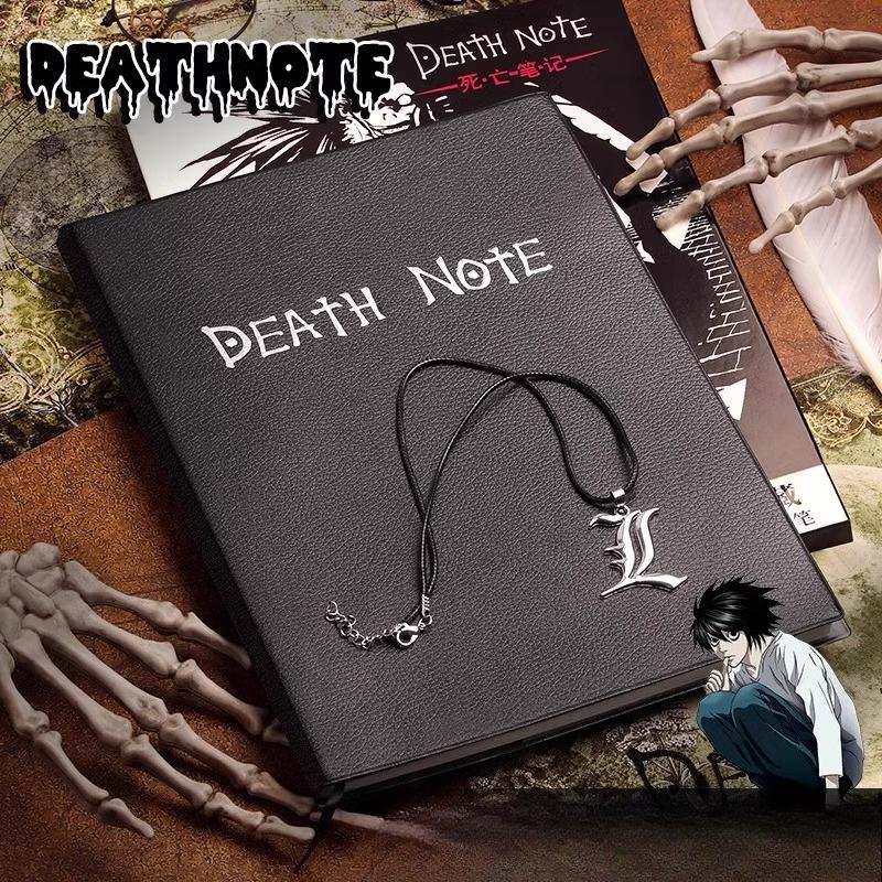 Death Note Notebook PU Leather A5 B5 Size Anime L Light Yagami Ryuk Cosplay Gift Diary Journal with Free Necklace Chain