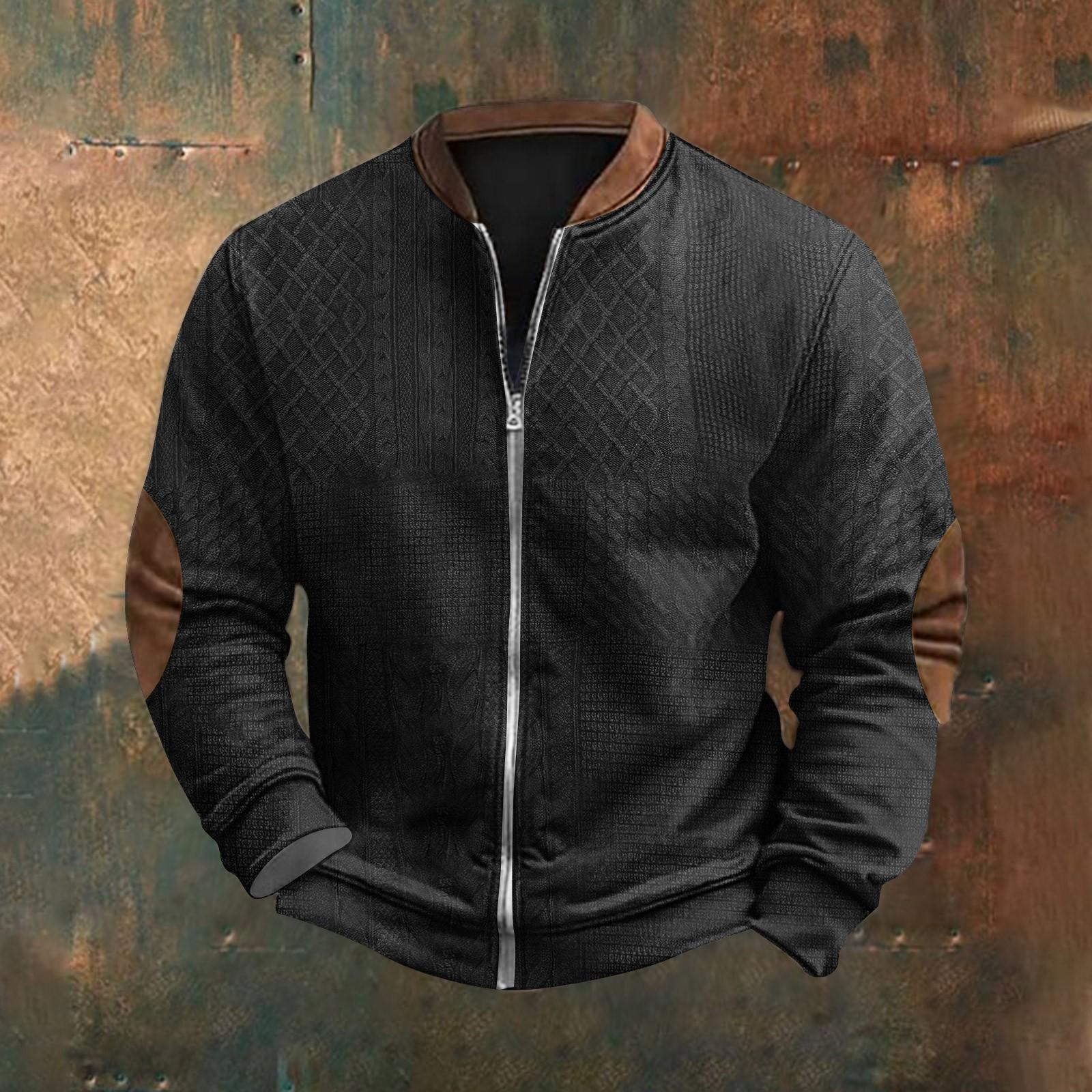 

Мужская повседневная спортивная одежда в стиле ретро с открытой молнией, толстовка, куртка L чёрный