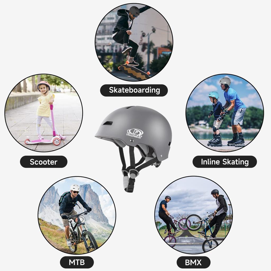 Findway Bicycle Helmet for Kids and Bicycle Sports and CE Safety with Two Sets of Protective Helmet for and for and Men Adults, Helmet, CPSC, ASTM,