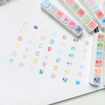 New Kawaii Stamps Decorative 6 Designs Cartoon Scrapbooking Stamp Press Inkpad Stamps Journal Planner