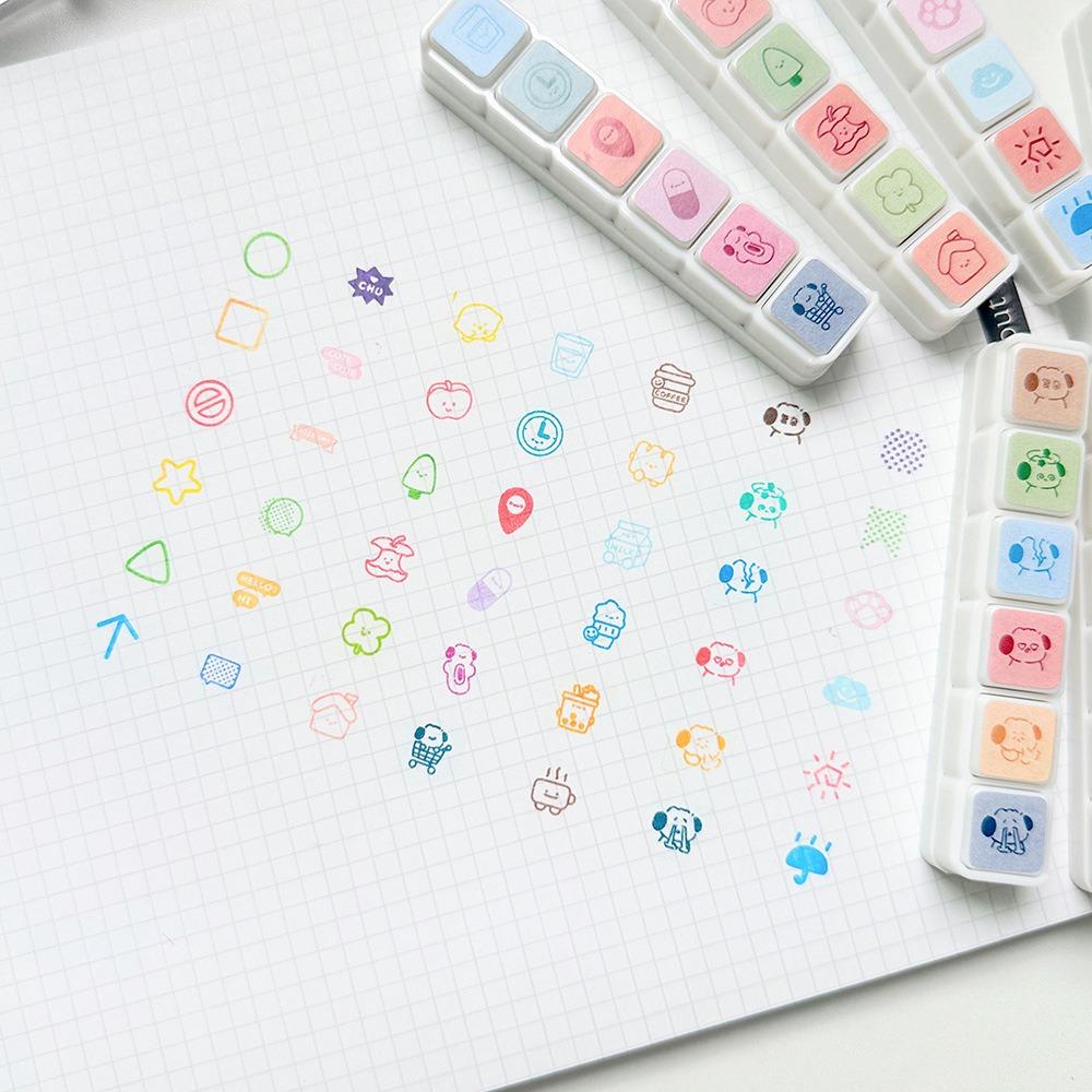 New Kawaii Stamps Decorative 6 Designs Cartoon Scrapbooking Stamp Press Inkpad Stamps Arts Diy Crafts Album