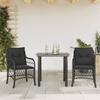 Vidaxl 3-Cz. Bistro Furniture Set with Cushions, Black, Poly Rattan