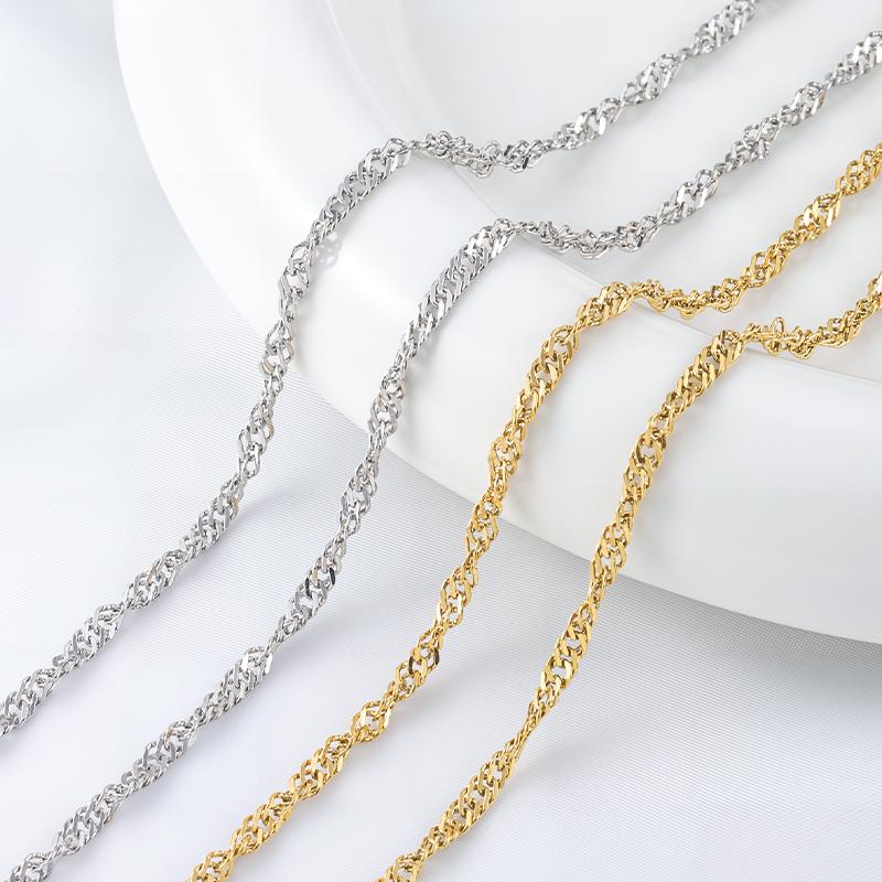 Minimalist Twist Chain 18k Gold Plated Stainless Steel Unfinished Waterproof Accessories for DIY Necklace Jewelry Making Supply