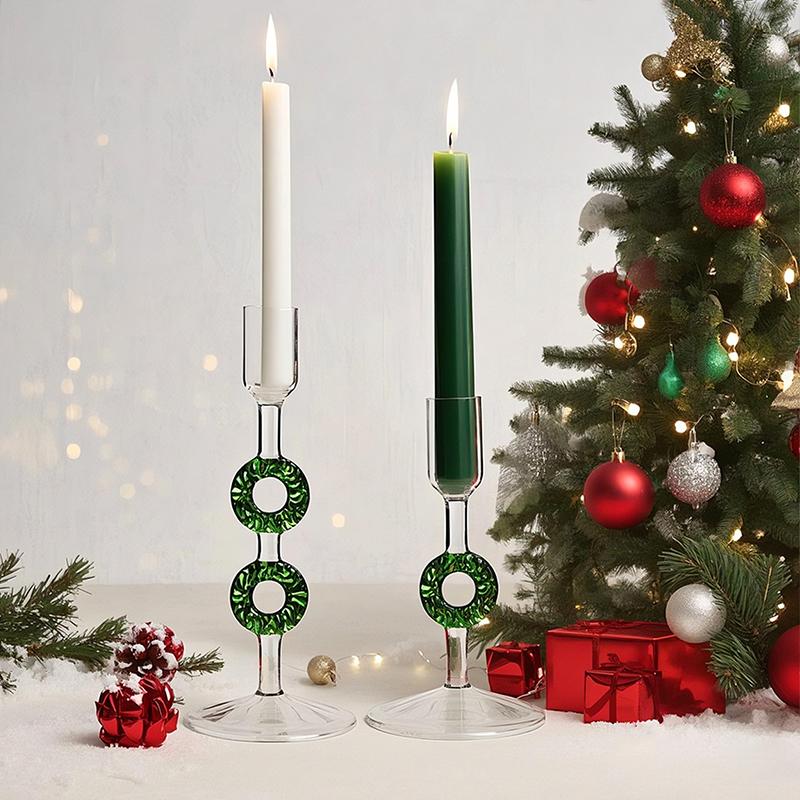 1PC Green Party Glass Candlesticks Nordic 2-in-1 Glass Candle Holder Vintage Multiple Options Available