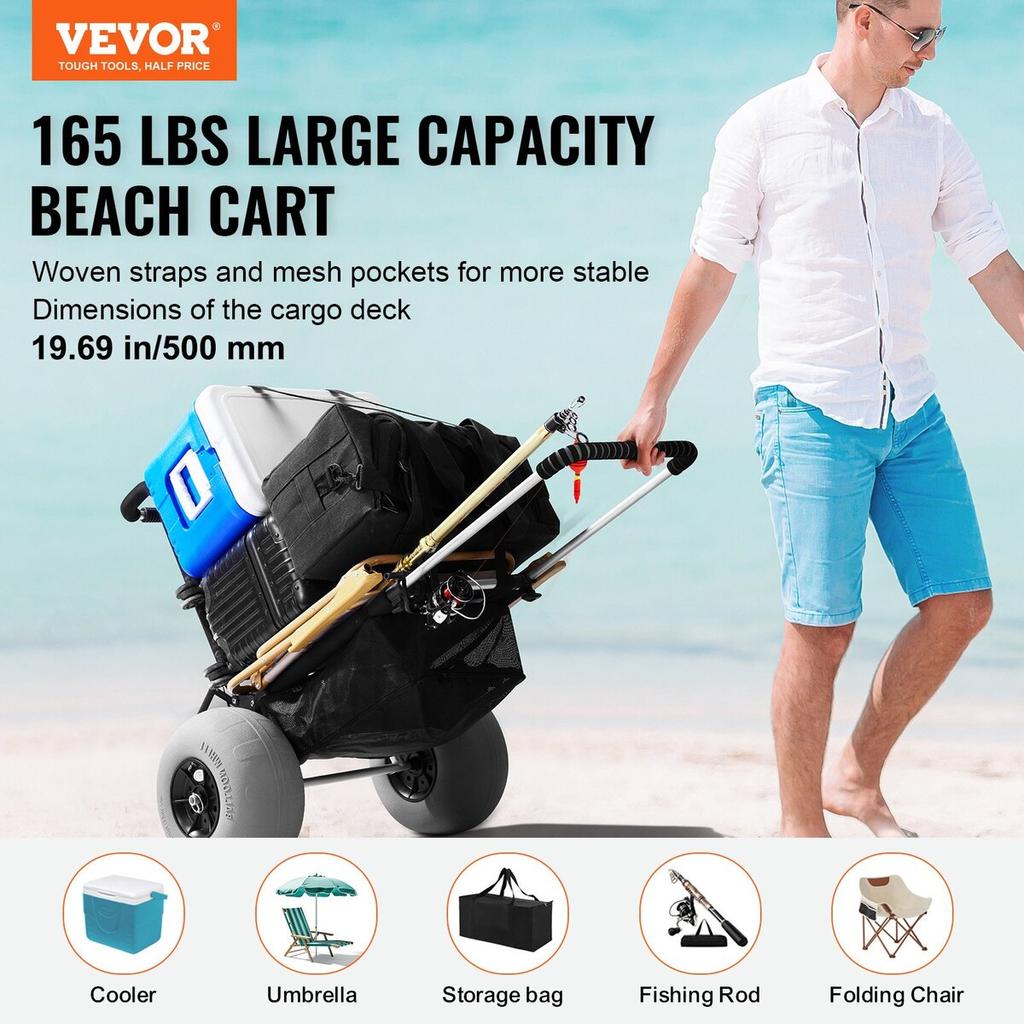 Beach Dolly with Big Wheels for Sand 12 In Balloon Wheels Beach Gardening