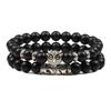 Herren Retro Obsidian Perlenarmband - Trendiges, Nischen-Design für Glück.