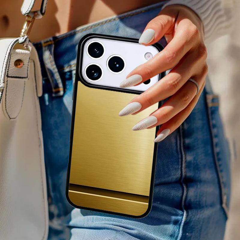 Gebürstete Metalltextur Stahl-Druck Handyhülle Für iPhone 17 Air 14 15 13 12 Max Hülle Für Apple 16 16e 11 Pro Max Plus Coque