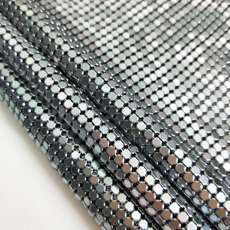 Błyszcząca Metalowa Siatka Kolczuga Biżuteria Metaliczna Tkanina Sequinowa Tkanina Rękodzieło Cięta na Imprezowe Ubrania Akcesoria