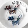 Rhinestone Vintage Enamel Brooch Retro Corsage Ornament Exquisite Dripping Oil Cat Brooch  for Gift