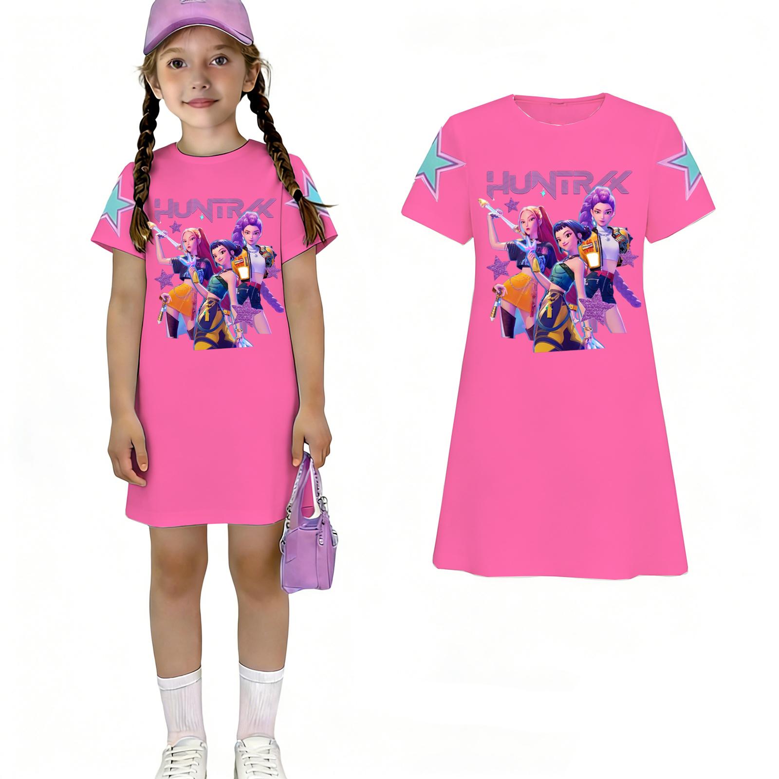 Children s Casual Round-neck Pullover Short-sleeved Dress 140