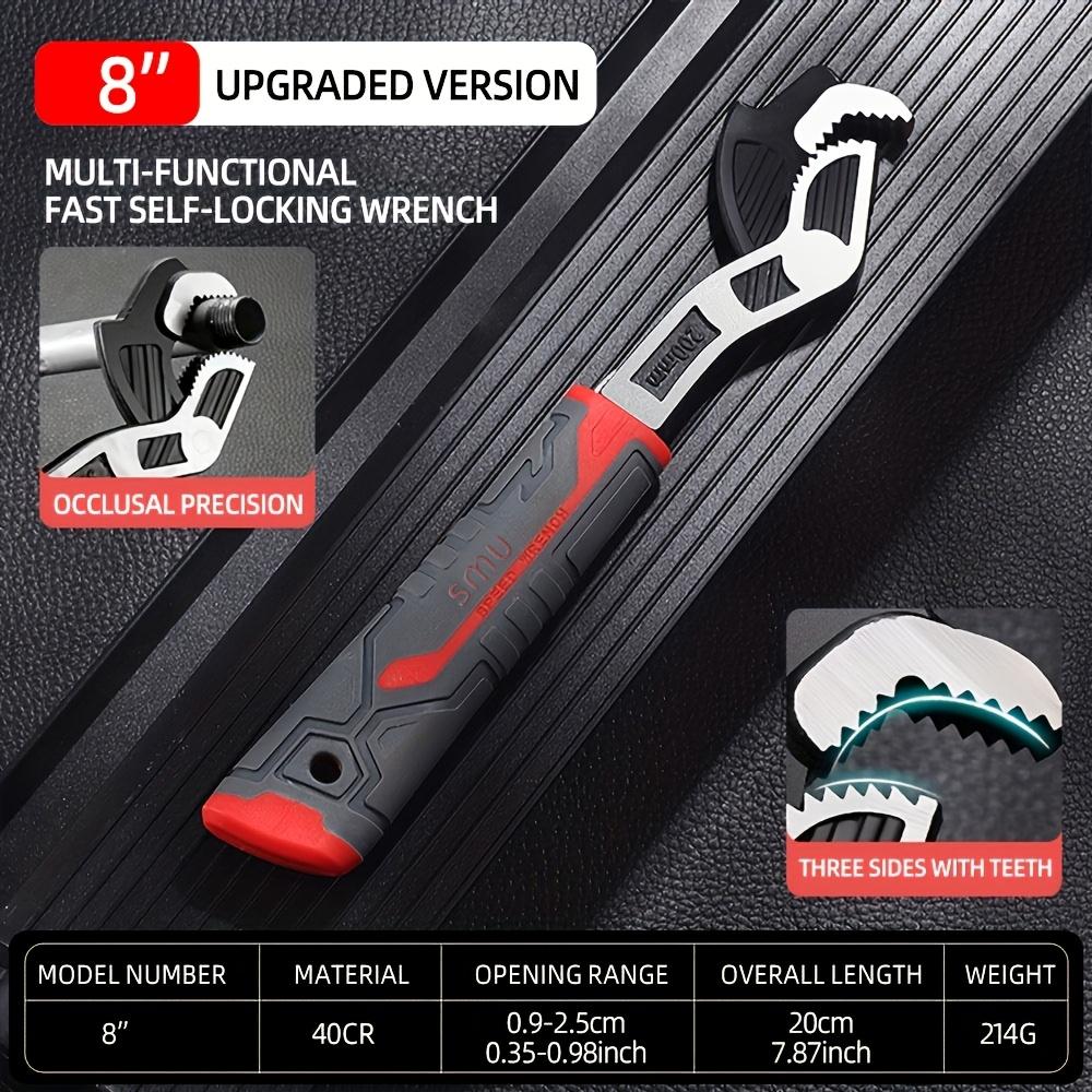 Multi-Purpose Self-Locking Wrench, Adjustable Pipe Wrench, 6 8 10 12 Inch Self-Locking Adjustable Wrench, Non-Slip Grip, Made of Chrome Vanadium Steel