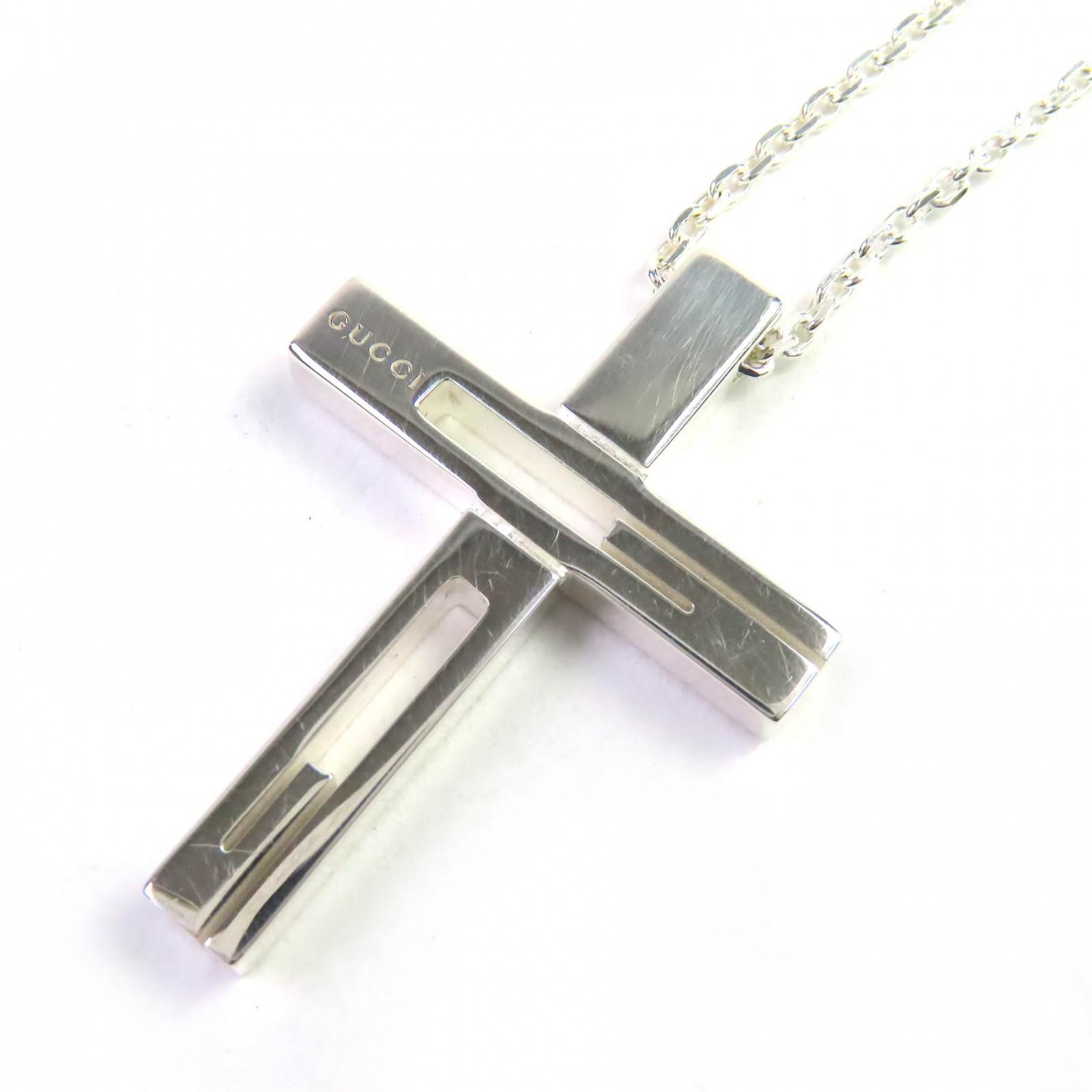

GUCCI Necklace Cutout Cross Necklace G Cross logo accessories Silver AG925 Women Used
