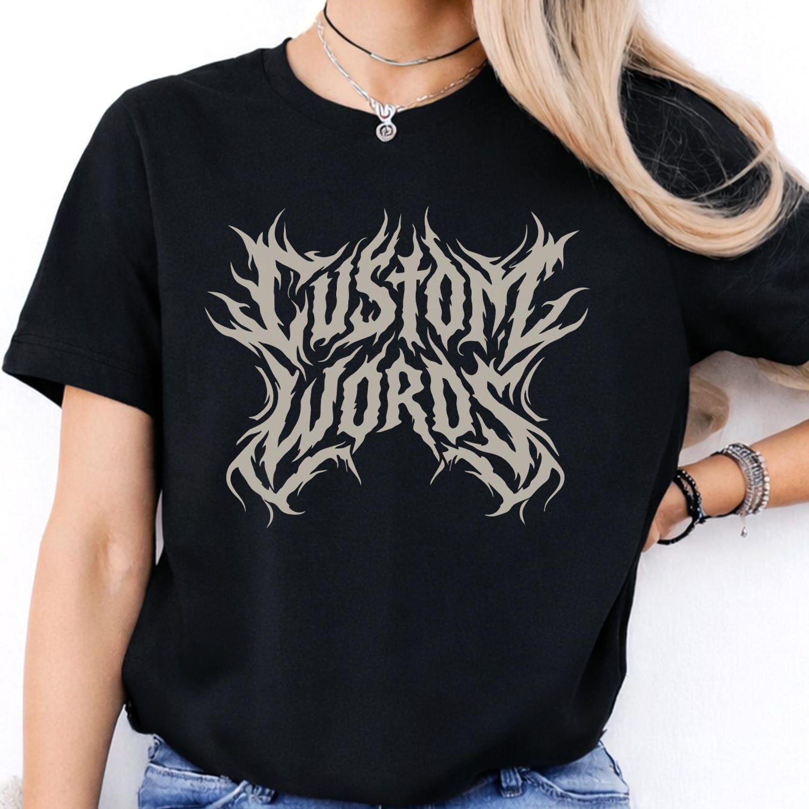 Custom Metal Shirt, Custom Design, Metal Letters, Gothic Distressed Graphic Tee, Personalized Tee, Heavy Metal, Musician Gifts S
