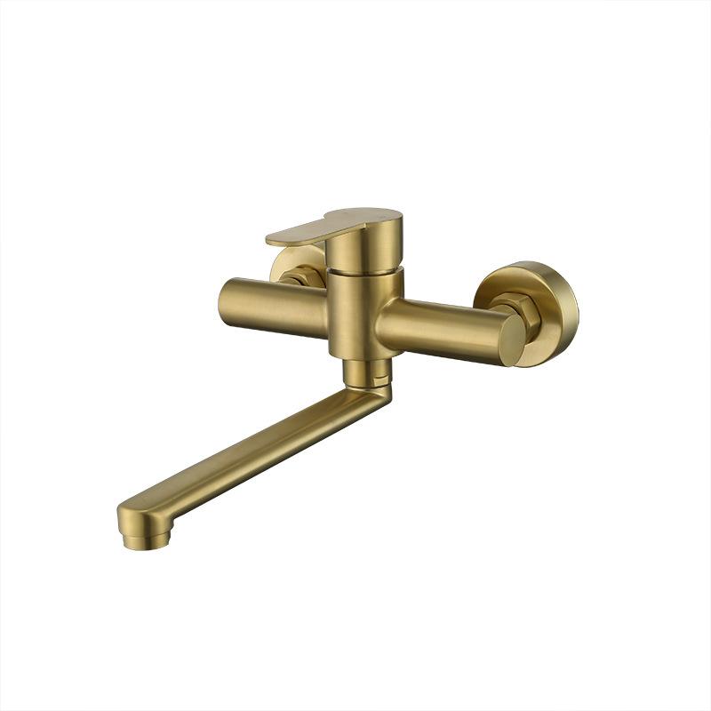Brushed Gold 304 Stainless Steel Kitchen Sink Faucet Wall-mounted Single Handle Rotate Hot And Cold Kitchen Faucet Nickel