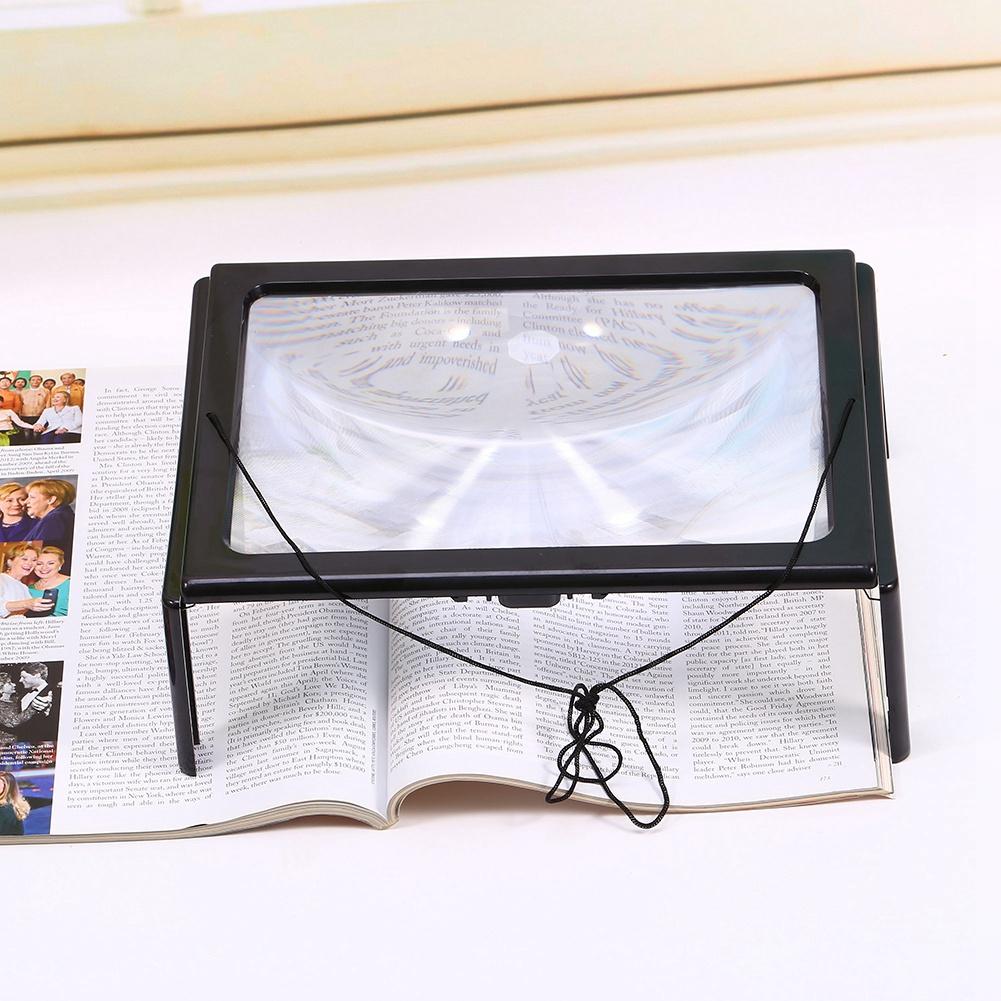 Large A4 Page Hands Free 3x Magnifying Glass With Light LED Magnifier Reading