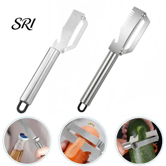 Non-slip Handle Peeler Stainless Steel Vegetable Multi-Function Fruit Potato for Pineapple Pumpkin Sugarcane Ergonomic Bottle Opener Rust-Proof