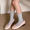 1 Paar Spitzensocken für Damen, aushöhlen, Netzstoff, dünn, atmungsaktiv, Sommer, lose, lange Socken, Blumenstickerei, süße Mädchen, japanische Kawaii-Socken