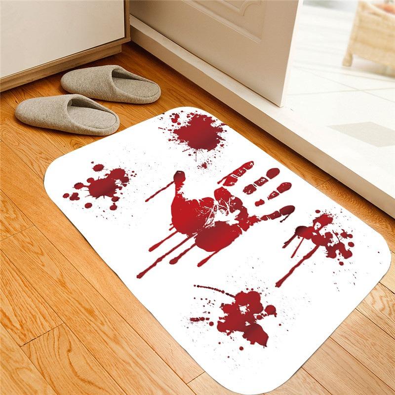 Blood DEATH PARTY Red Foot print Handprint Horror Halloween Theme Decoration Non Lip Absorbent Floor Mat Foot Mat Doormat