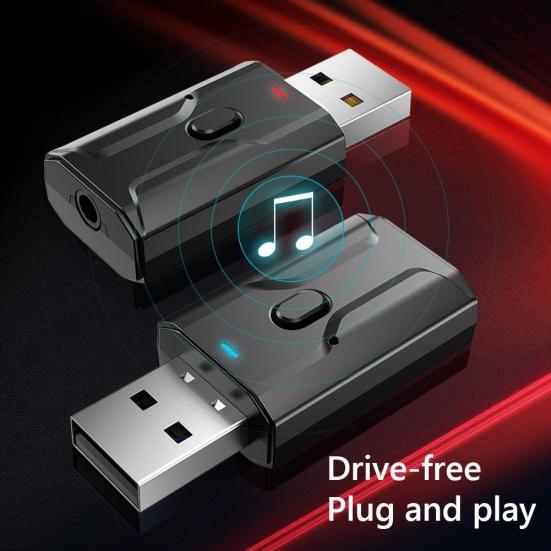 Portable USB Bluetooth-compatible 5.0 Adapter Stereo 3.5mm AUX Audio Receiver Transmitter