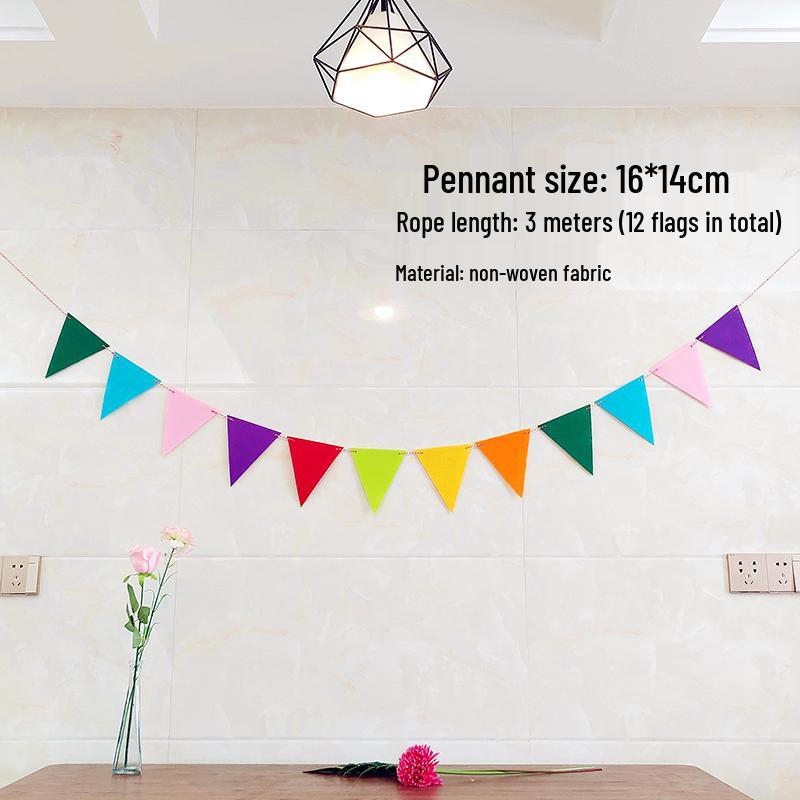 Outdoor Kindergarten Festival Flag Decoration - Non-woven Fabric Pull Flower Pennant