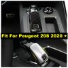 Car Shift Knob Handle Decoration Frame Cover Trim Fit For Peugeot 208  - 2025 Carbon Fiber Look/Matte Interior Accessories