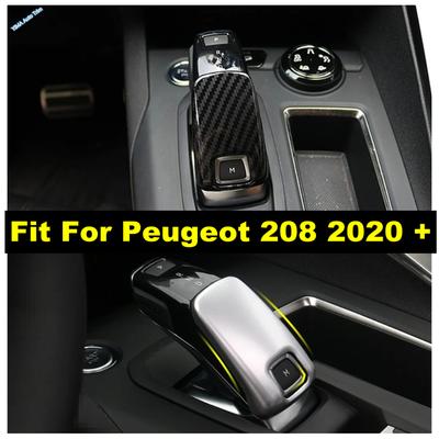 Car Shift Knob Handle Decoration Frame Cover Trim Fit For Peugeot 208  - 2025 Carbon Fiber Look/Matte Interior Accessories