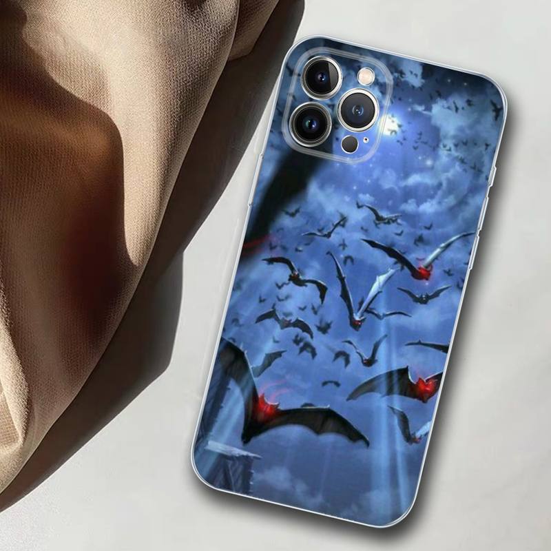 Goth Vampire Bat Phone Case For iPhone 14 13 12 11 Pro Max XS X XR SE 2020 6 7 8 Plus Mini Transparent Shell