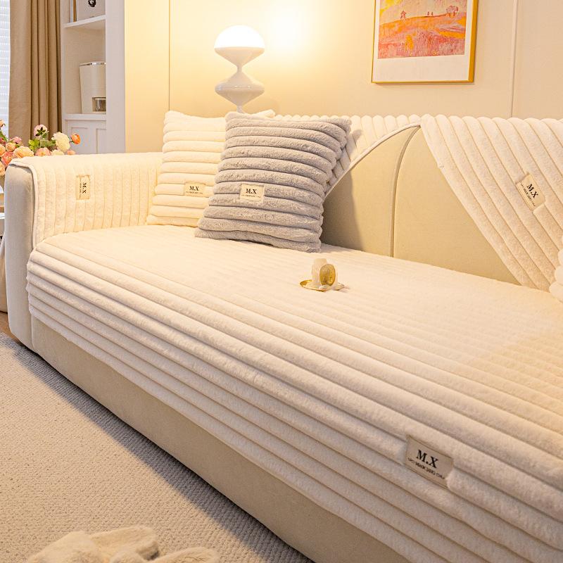Solid Color Plush Sofa Cushion  New Simple Autumn And Winter Thickened Non-Slip And Anti-Cat Scratch Seat Cushion Sofa Cover Cover Cloth