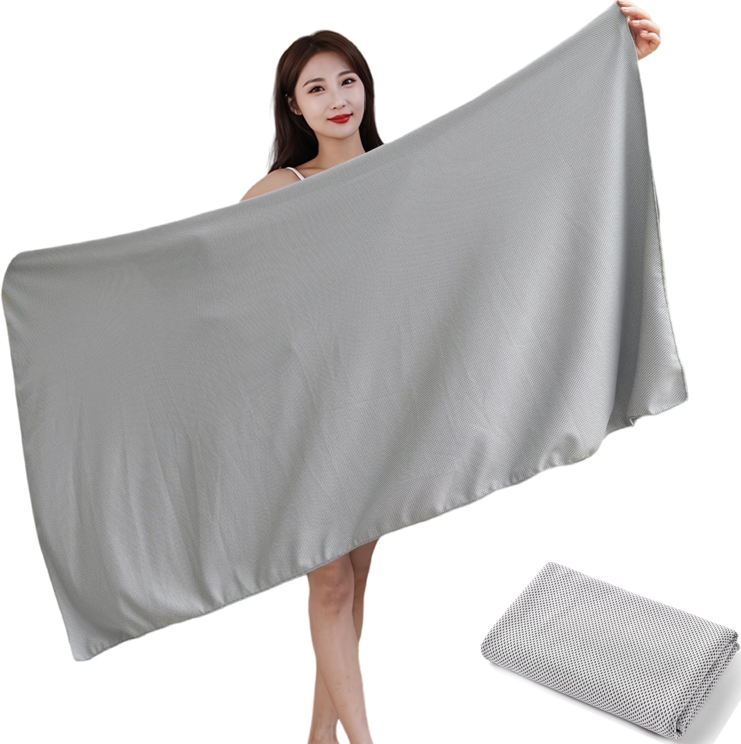 Grande Refroidissement 150 x 80 Une serviette rafraîchissante avec protection UV et Parfaite pour le coup de chaleur et la Serviette, cm, Gris. super-refroidissement, séchage rapide grise