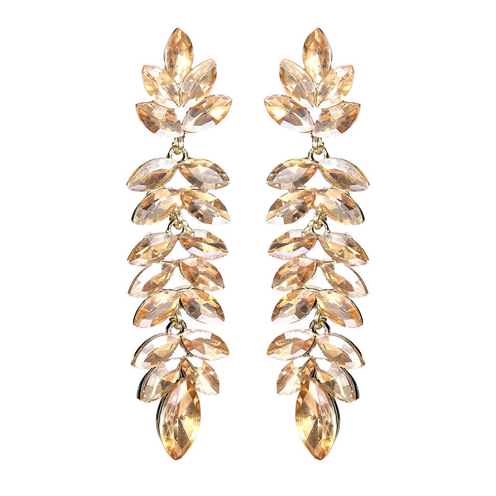 Color Glass Rhinestone Long Earrings Women Luxury Earrings Pair