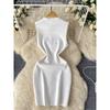 Adult Lady Like Woman Elegance Sleeveless Vest Dress Women's Stylish V Neck Elastic Slim Fit Slimming Sheath Bottom Knitted Dress