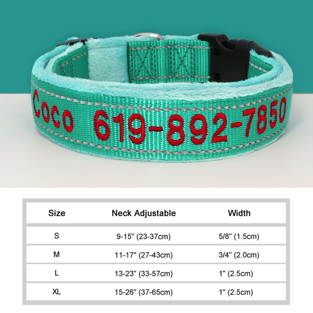 Personalized Embroidered Dog Collar Reflective Nylon Custom ID Name Accessories Pet Padded Collars For Small Medium Large Dogs