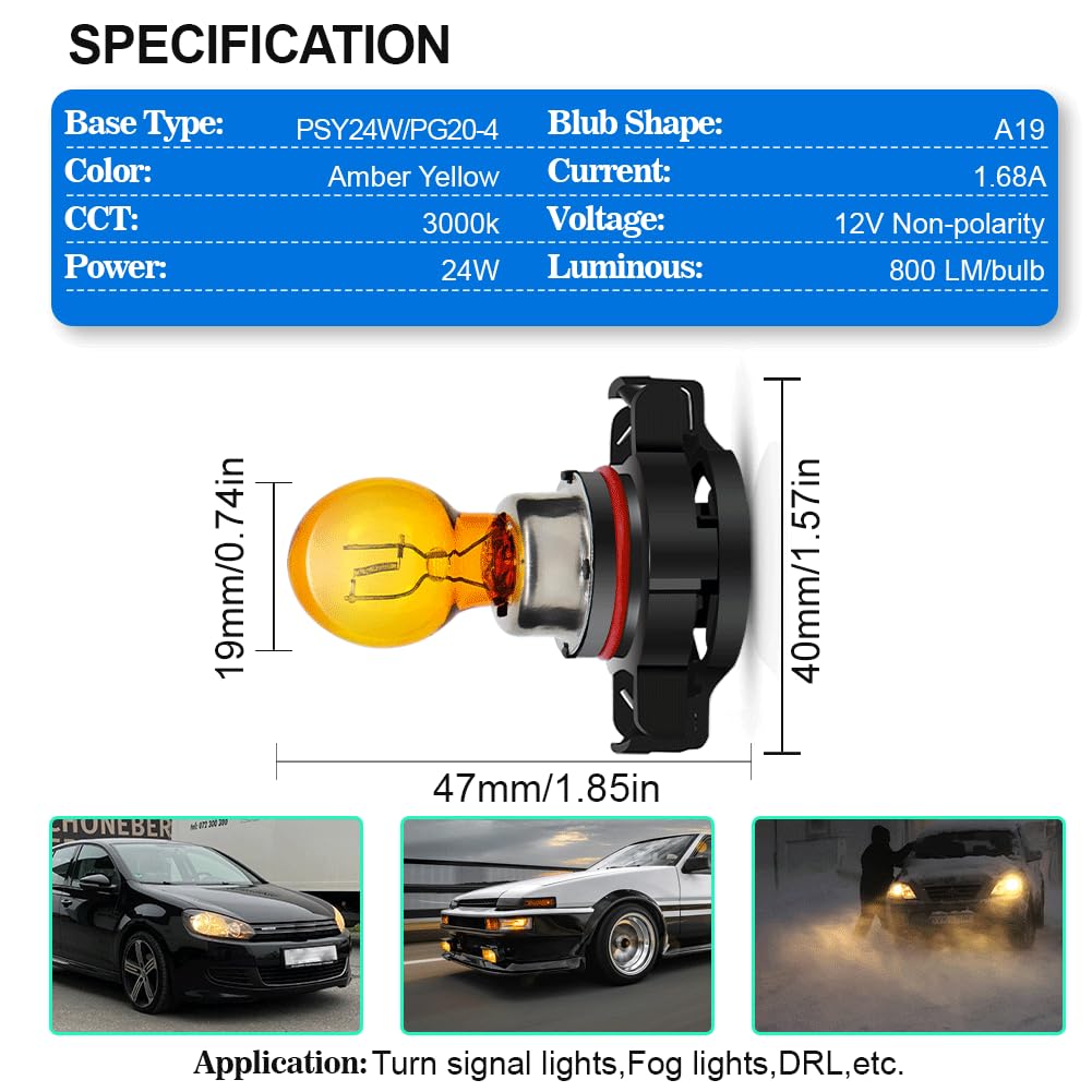 SOFOC PSY24W Automotive Halogen DRL Turn Signal Lamp Fog Lamp
