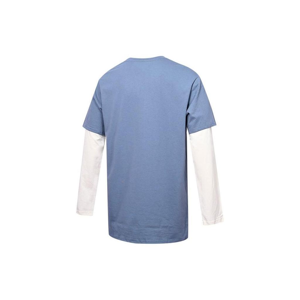 Vans Letter Embroidery Color Block Long Sleeve T-Shirt Unisex Tops Gray Blue VN0A5F71HKC