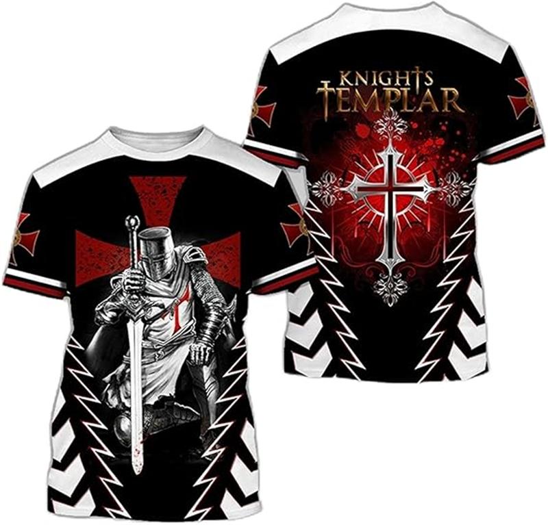 3D Print Knight Templar T-shirt Men Women Cross Fashion Trendy Cool Short Sleeve O Neck T-shirt Unisex Jesus Christian Tees