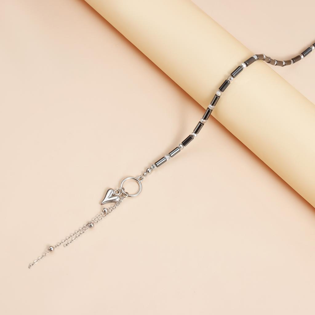 Love Heart Pendant Tassel Necklace for Women Creative Punk Ethnic Beads Earrings Jewelry Gifts