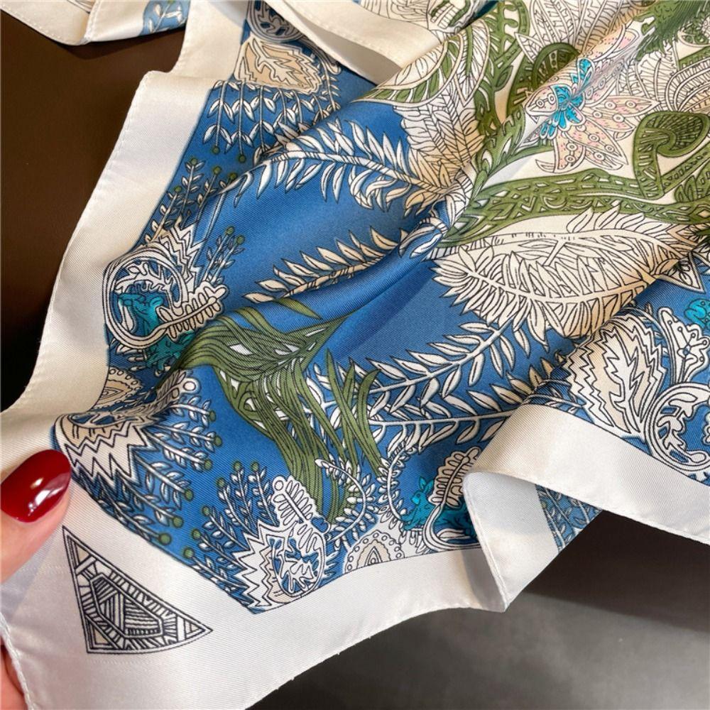 Elegant Floral Silk Scarf New Design Women Shawl 90CM Women's Scarf  Bandana