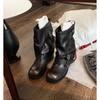Klobige Plateau Weitschaftige Slouchy Stiefeletten - Echtes Leder Damen Herbst/Winter Stil
